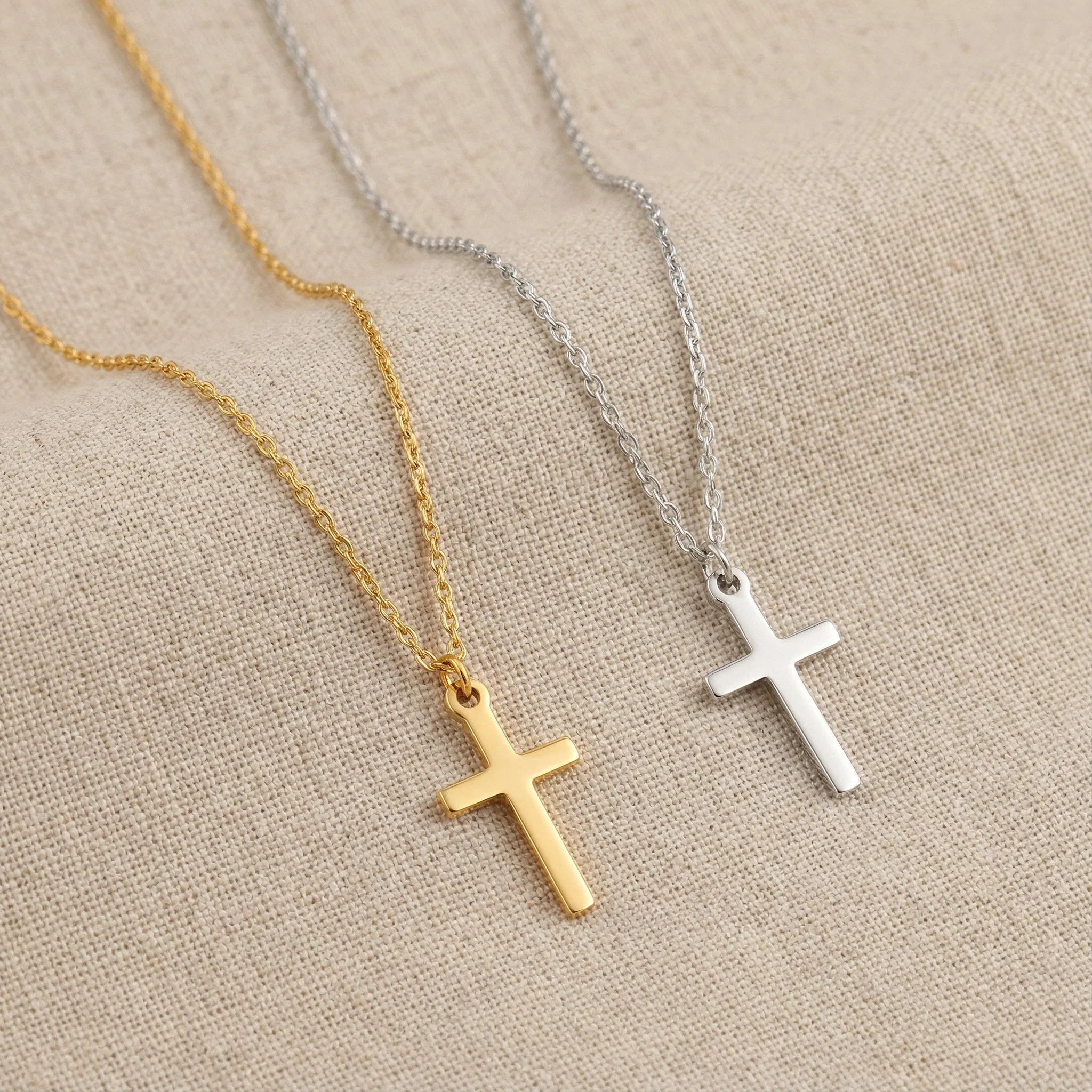 Personalised Name & Cross Layered Necklaces Set - Image 6