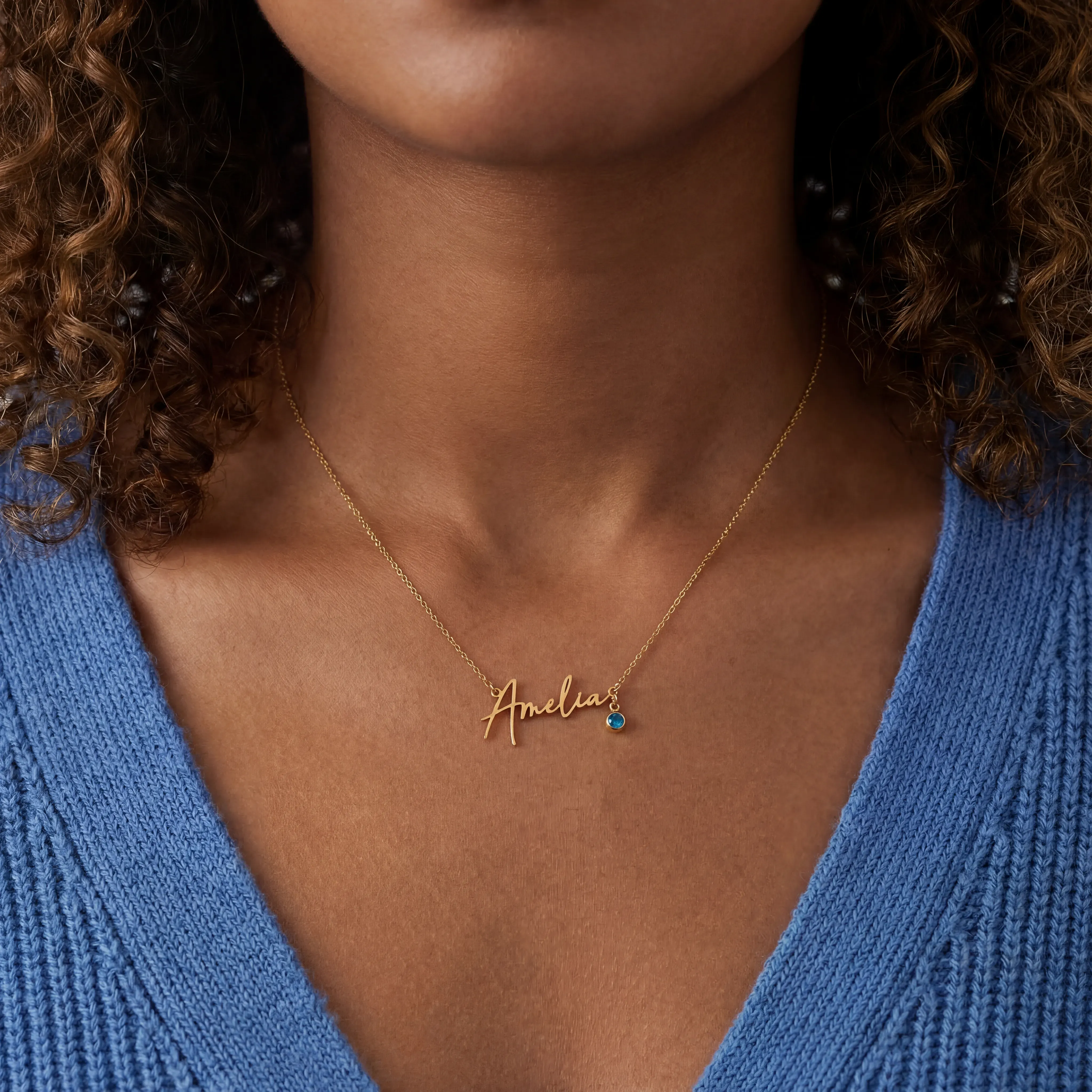 Personalised Name Necklace & Birthstone - Image 4