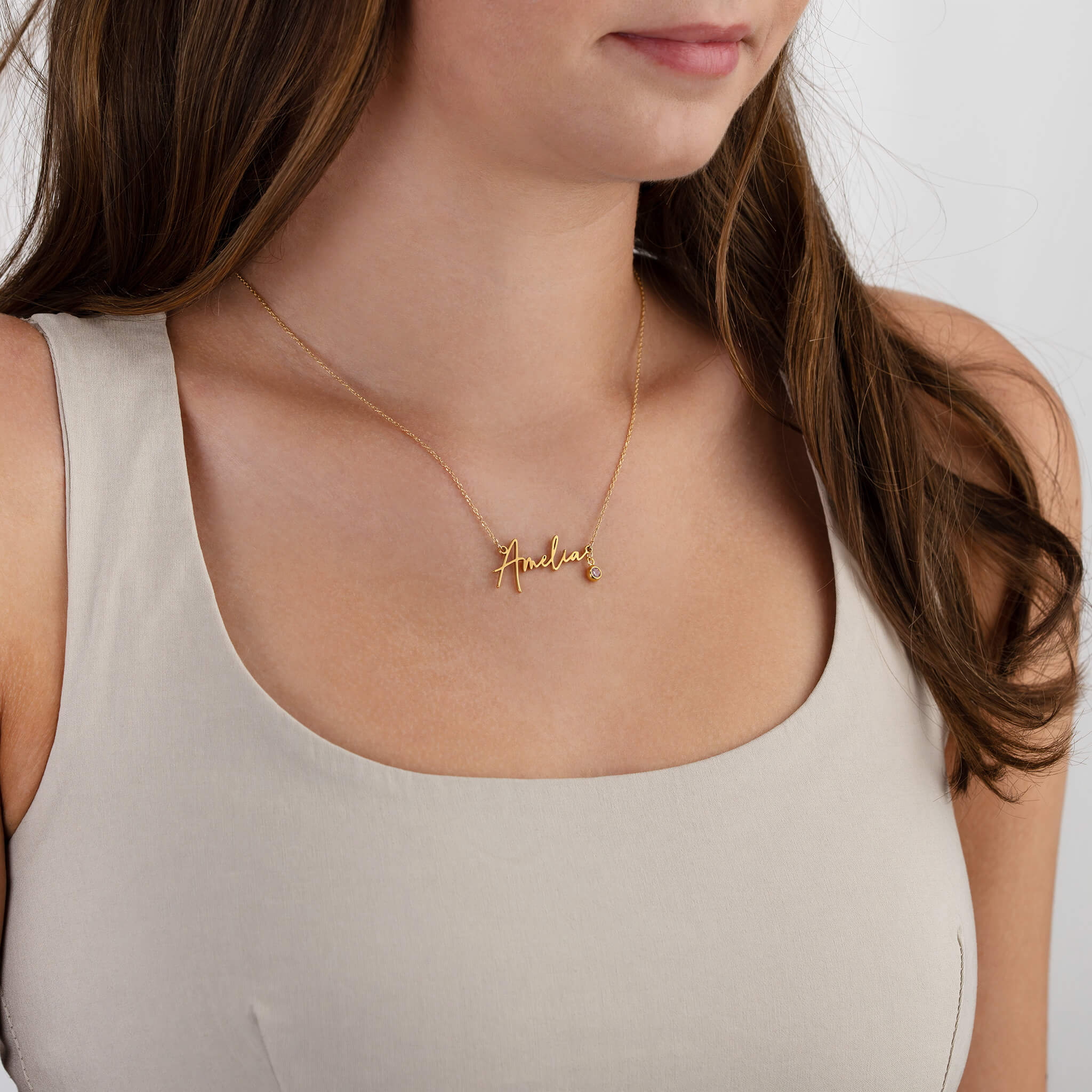 Personalised Name Necklace & Birthstone - Image 5