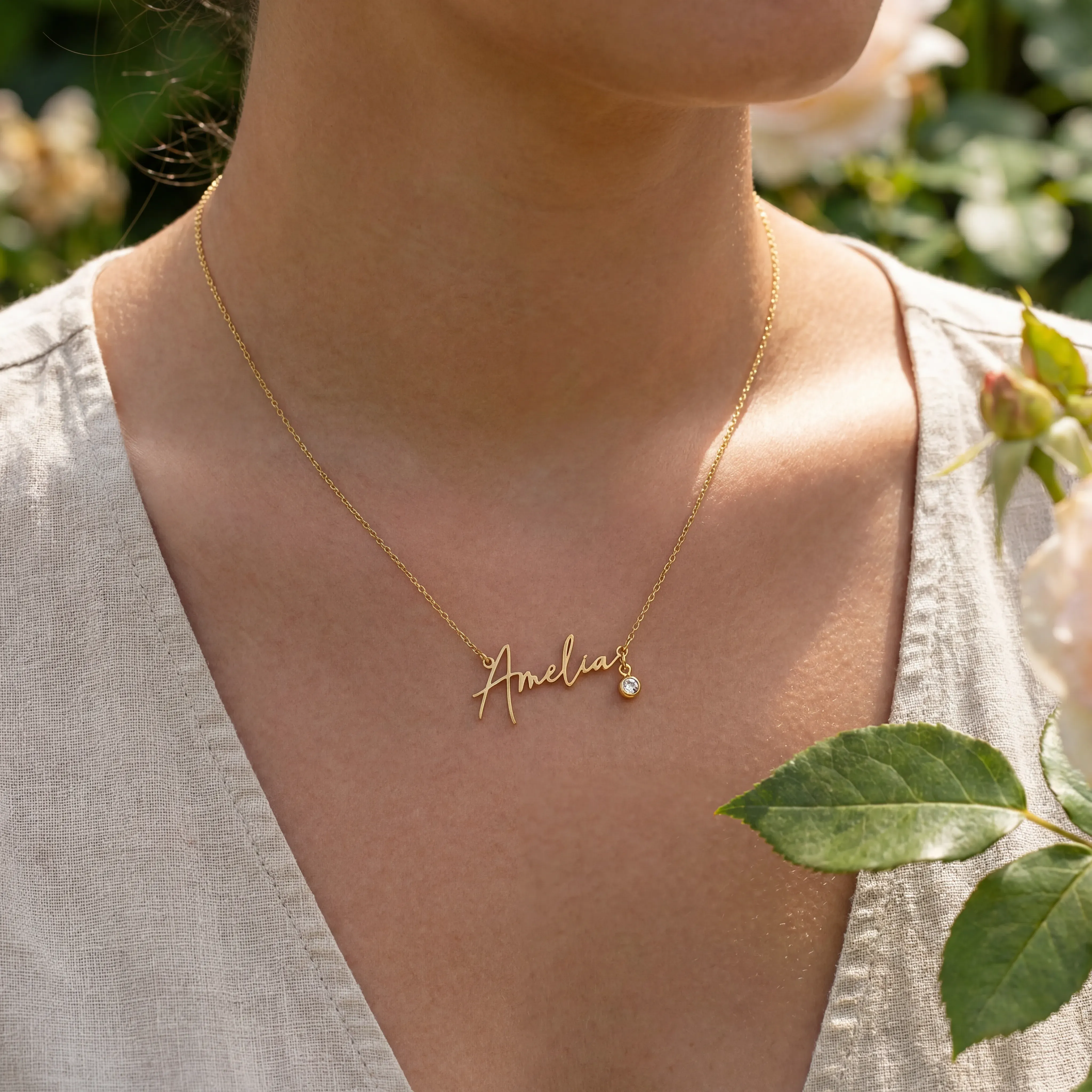 Personalised Name Necklace & Birthstone - Image 6