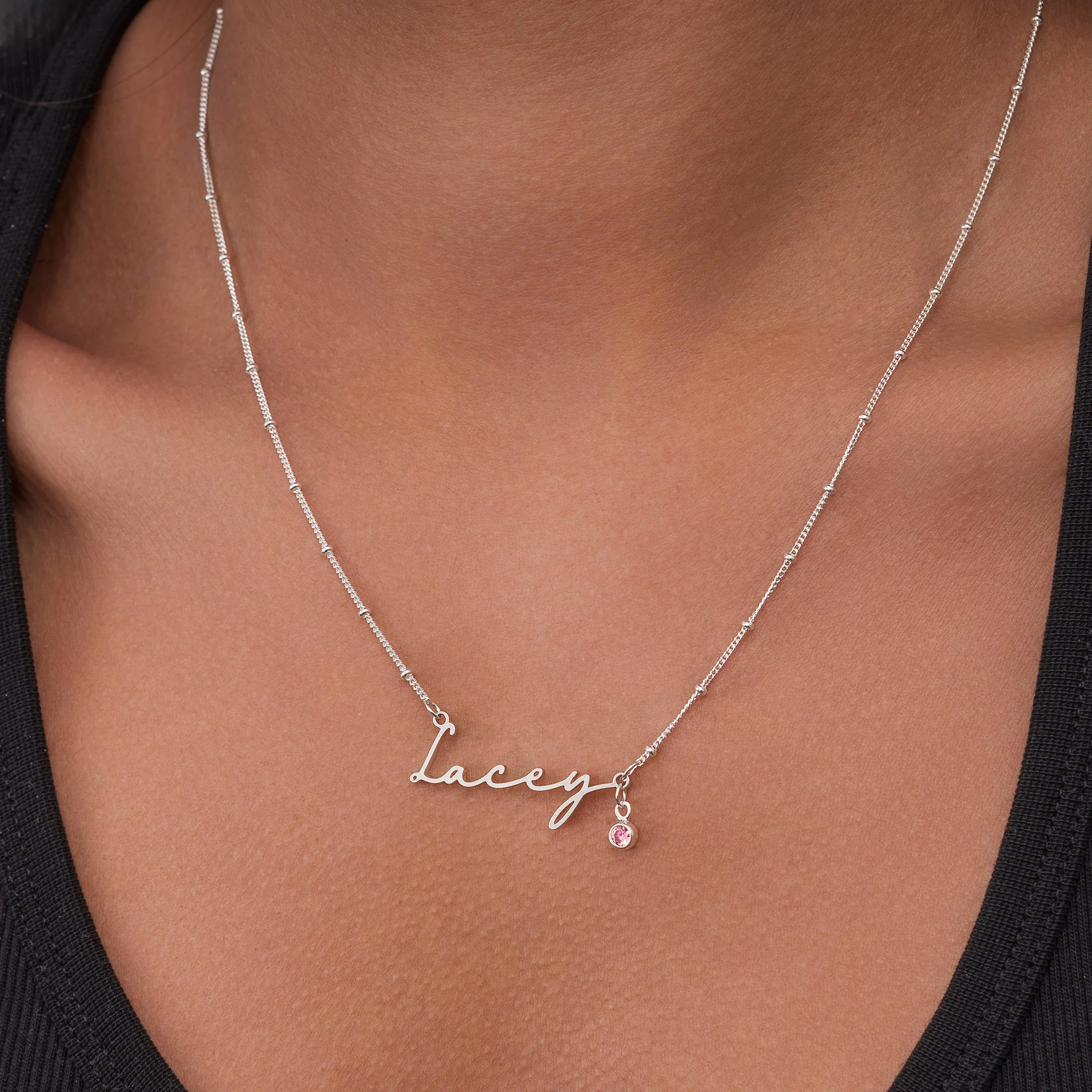 Personalised Name Necklace & Birthstone - Image 7
