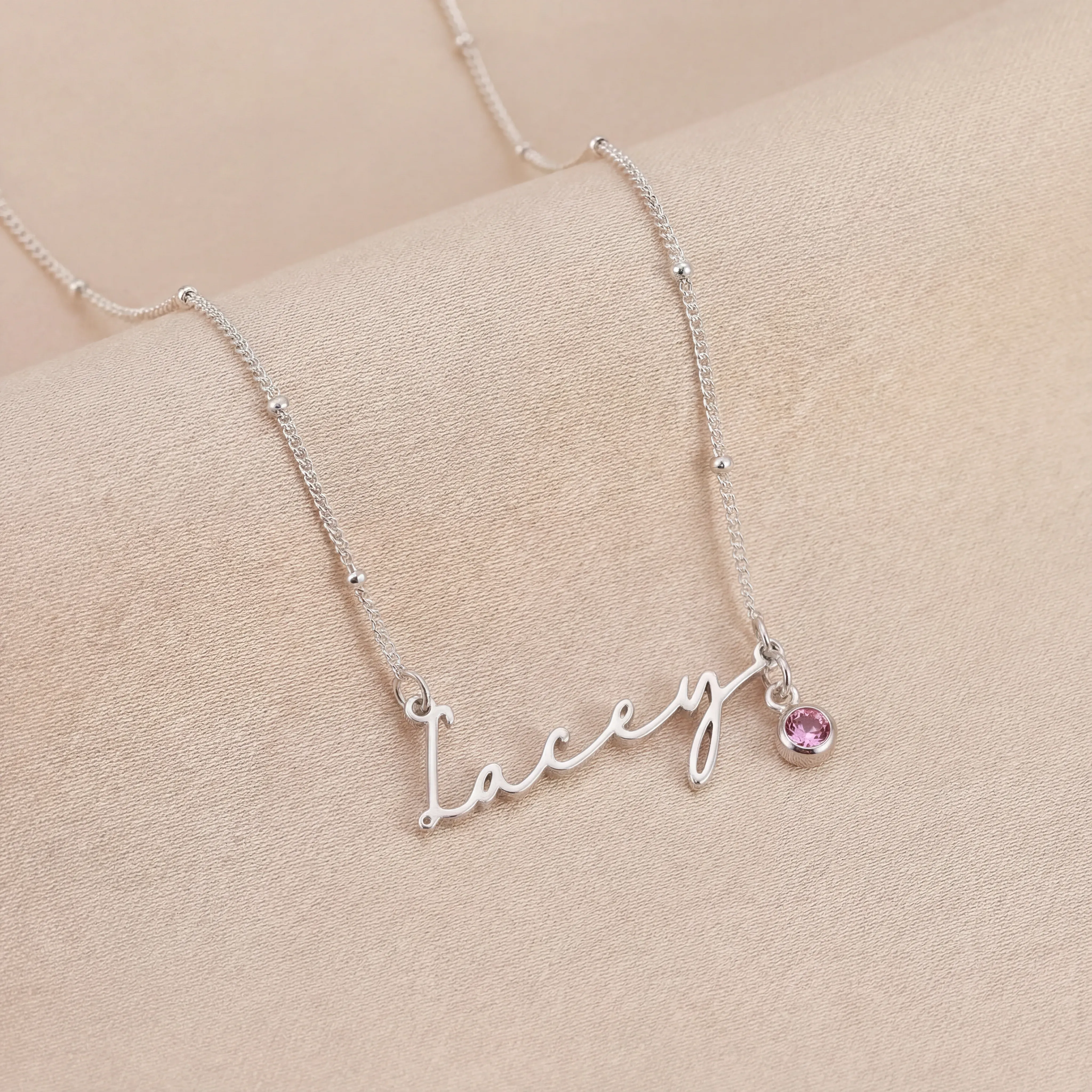 Personalised Name Necklace & Birthstone - Image 8