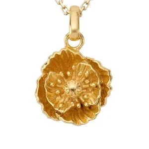 Gold - August Poppy Birthflower Charm