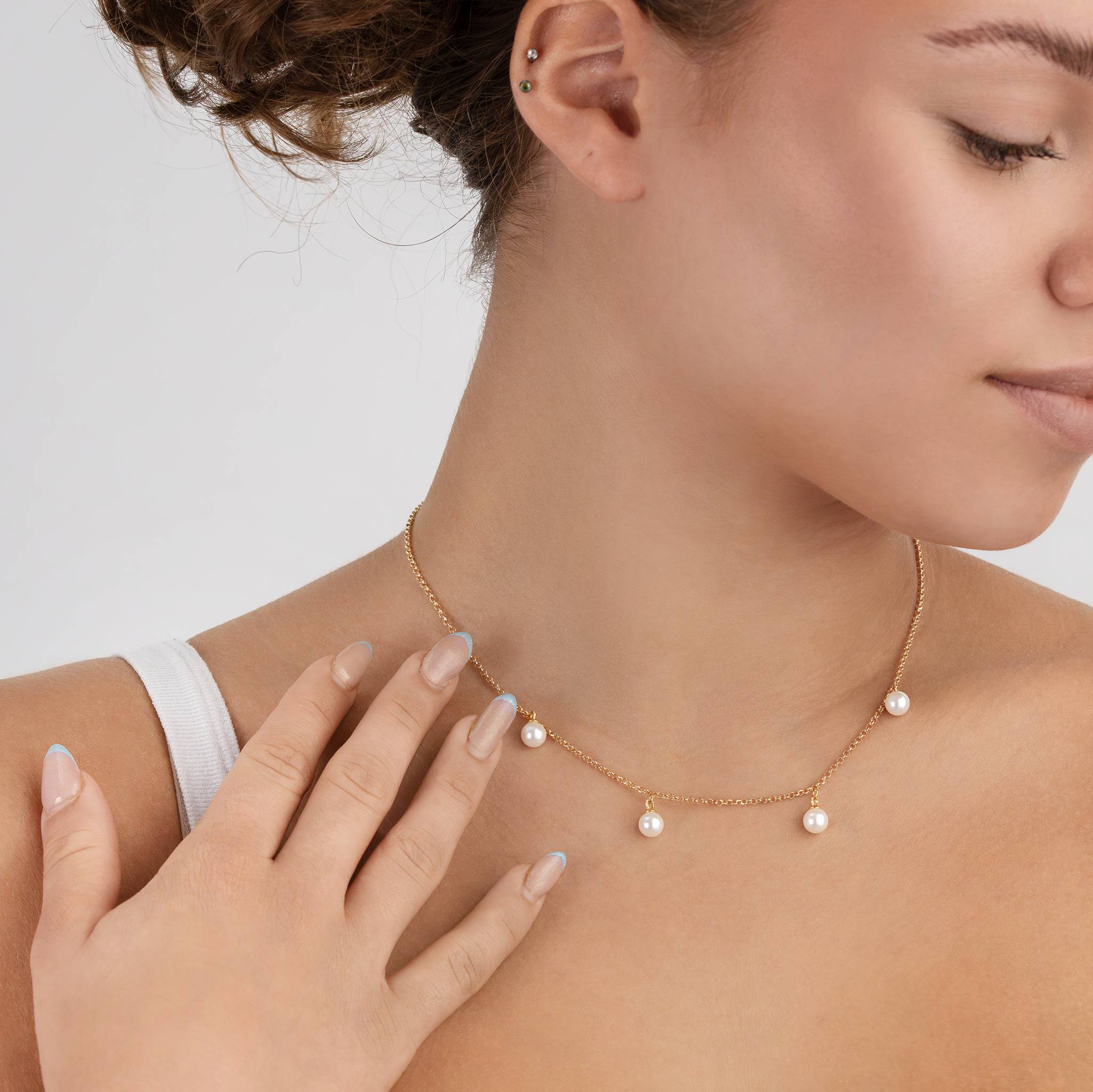Freshwater Quad Pearl Drop Necklace - Image 2