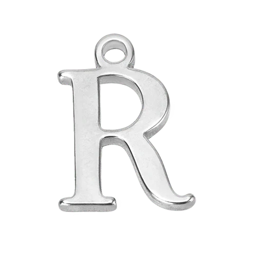 R Silver Letter Charm