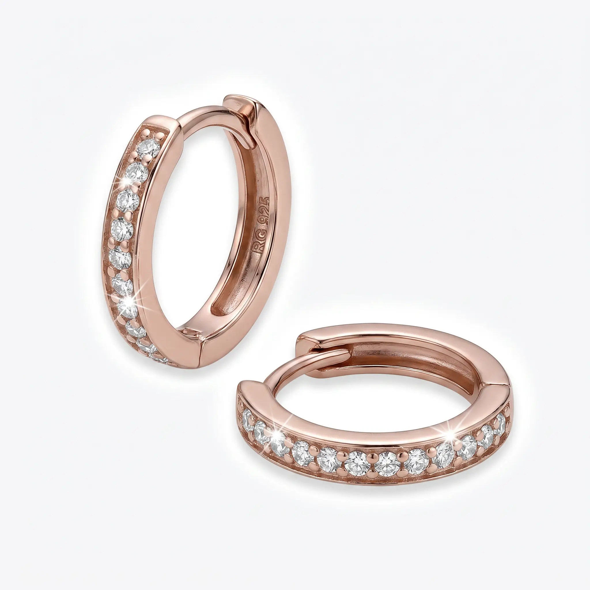 Rose Gold & Cubic Zirconia Huggie - Image 2