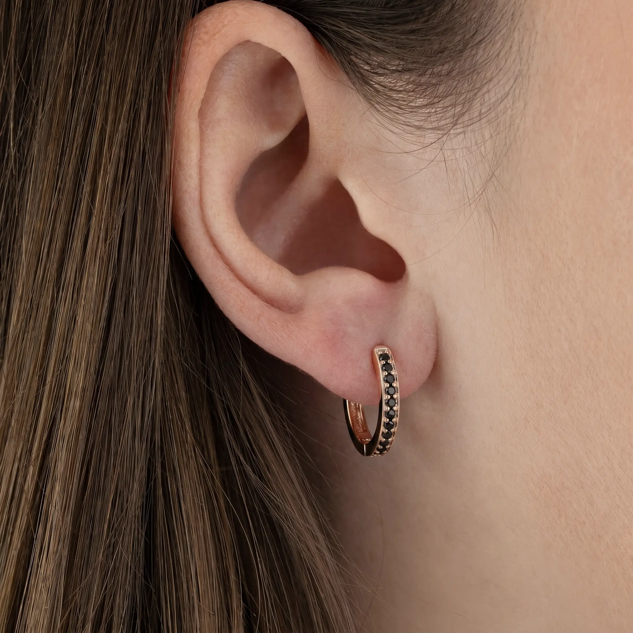 Rose Gold & Cubic Zirconia Huggie - Image 4