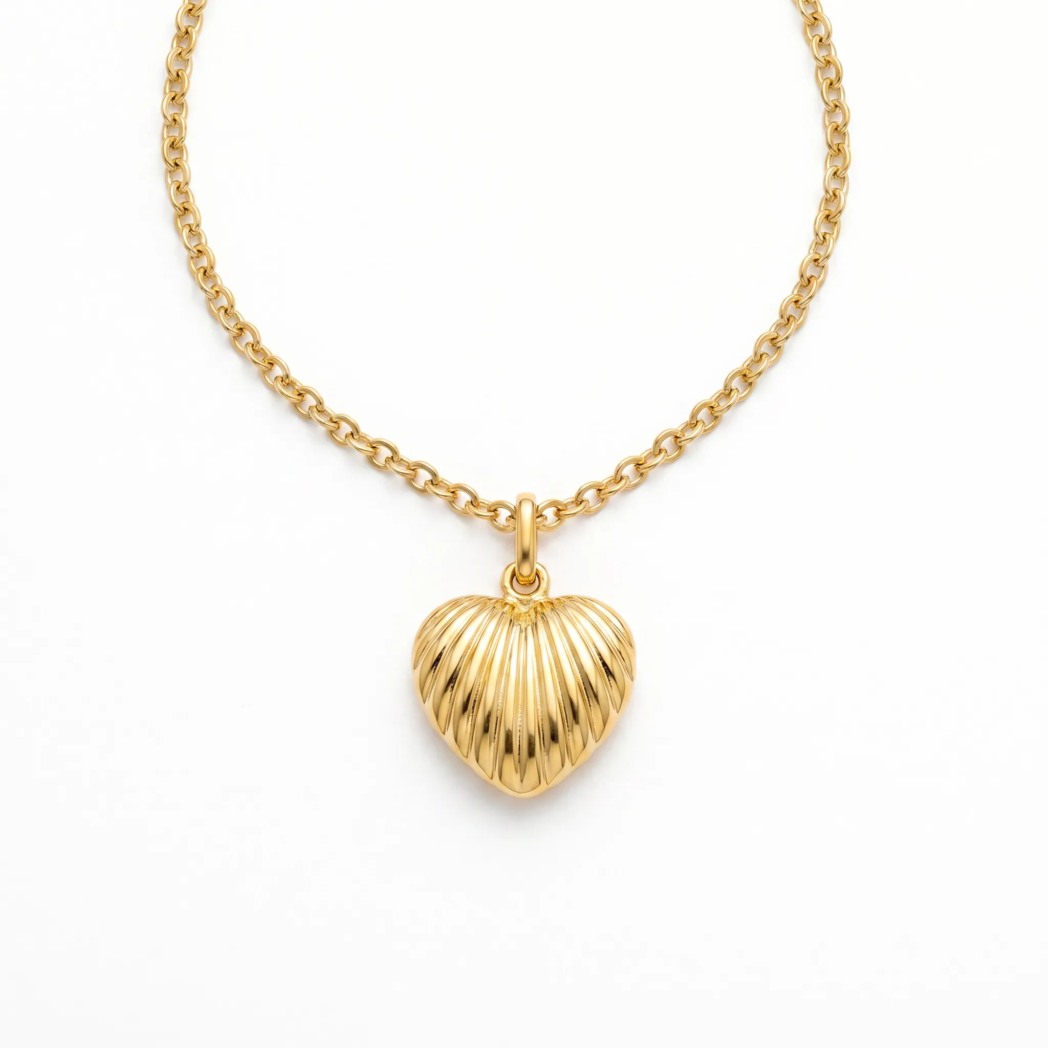 Ribbed Heart Necklace