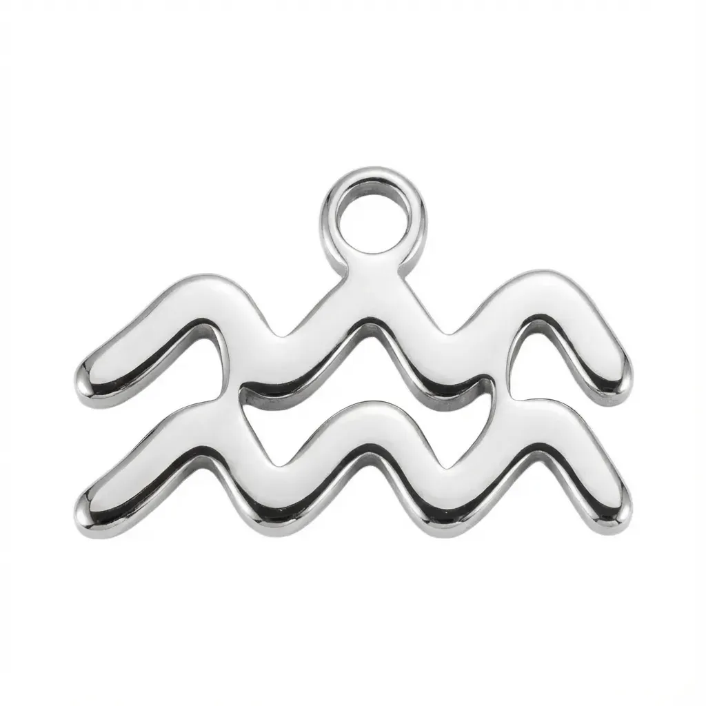 Silver Aquarius Zodiac Charm