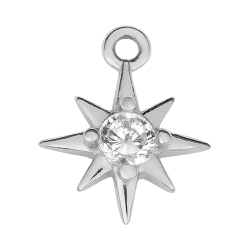 Silver Cubic Star Premium Charm