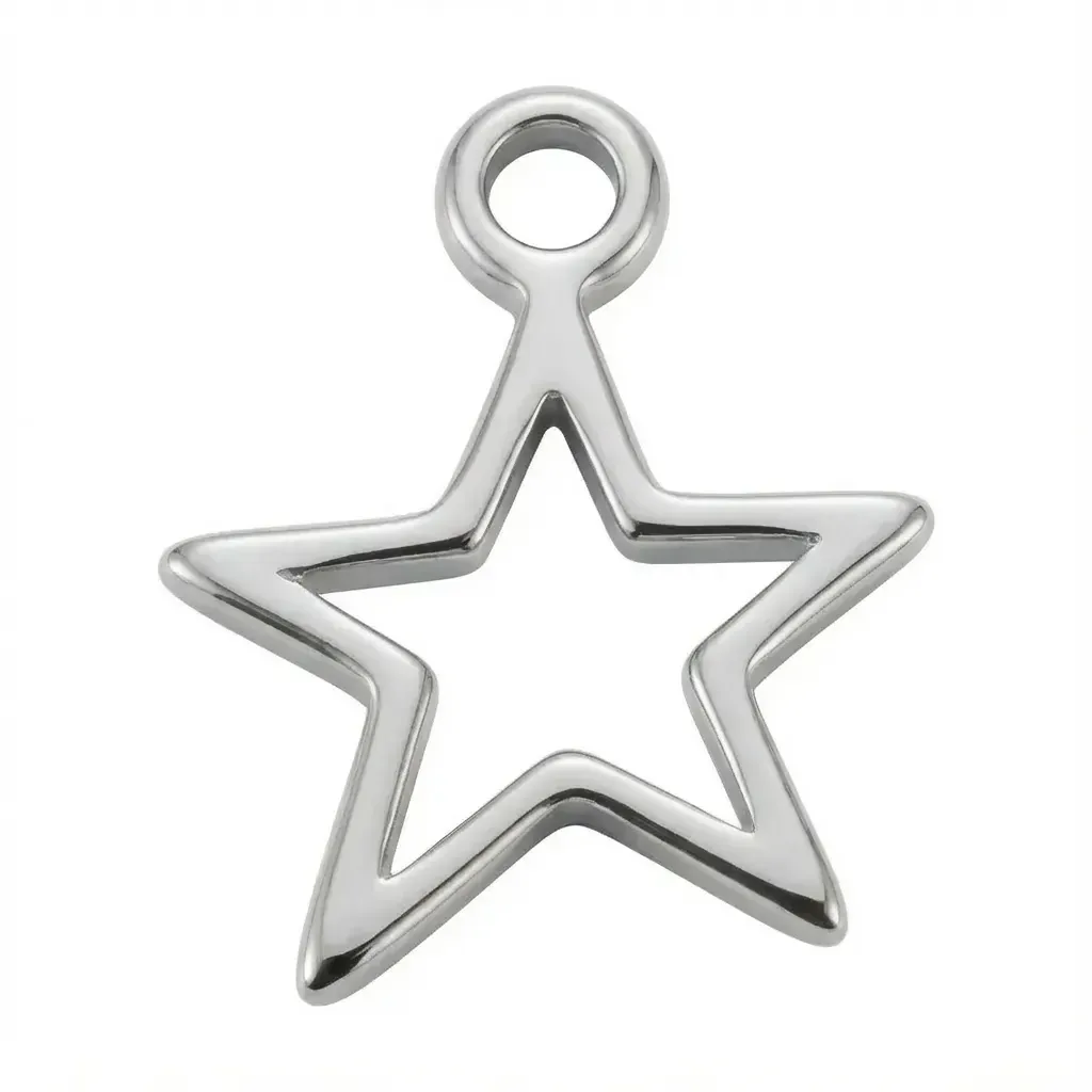 Silver Hollow Star Symbol Charm