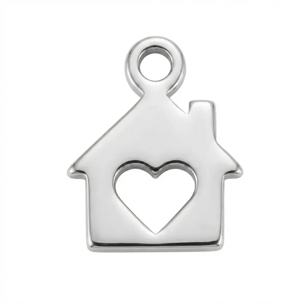 Silver House & Heart Symbol Home Charm