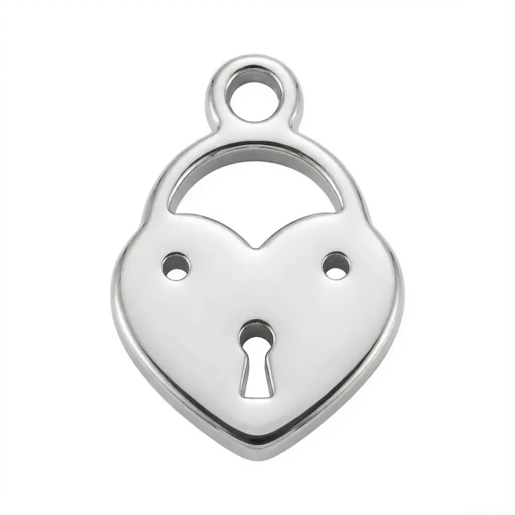 Silver Heart Love Lock Symbol Charm
