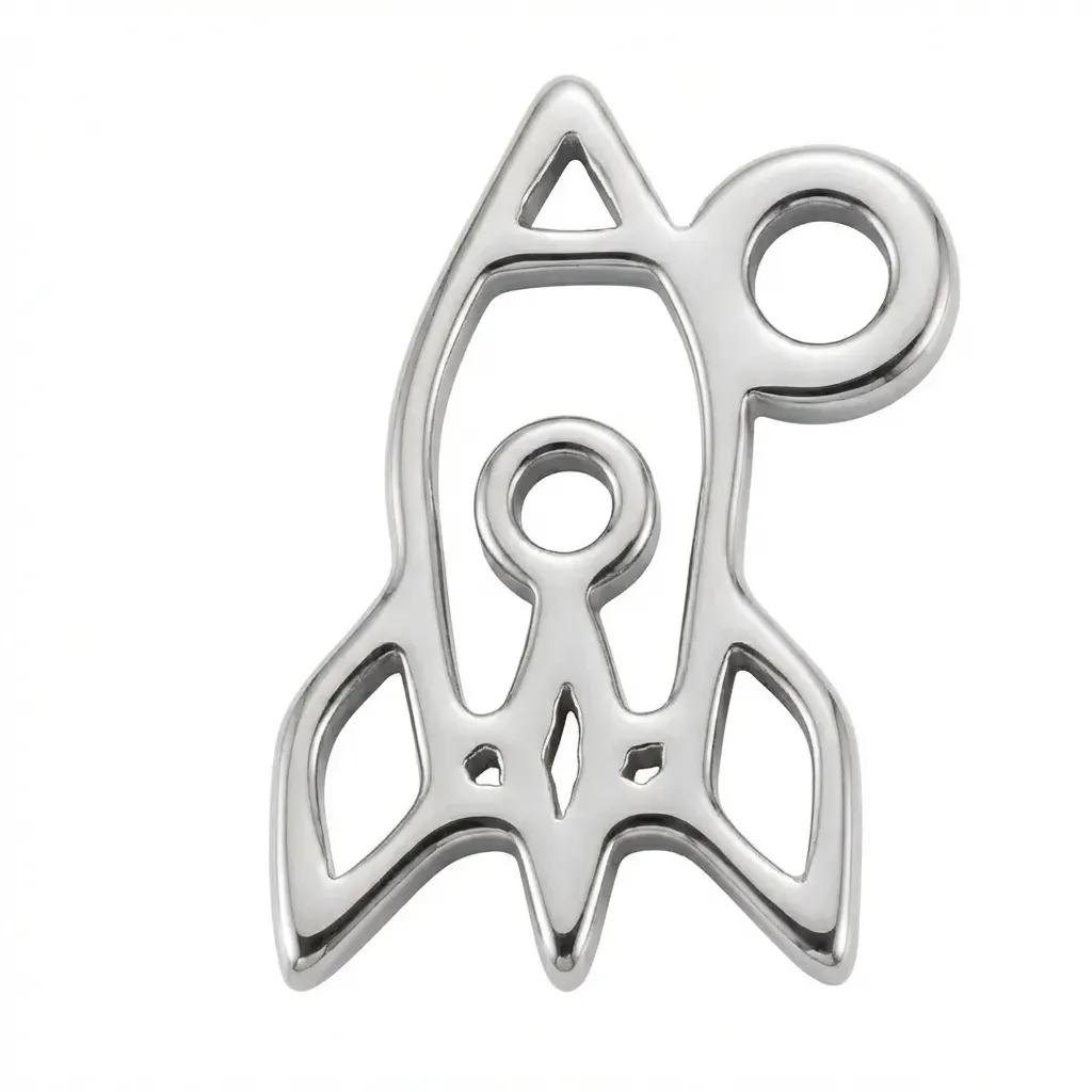 Silver Space Rocket Kids Charm