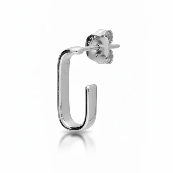 Square J Hoop Earrings - Image 2