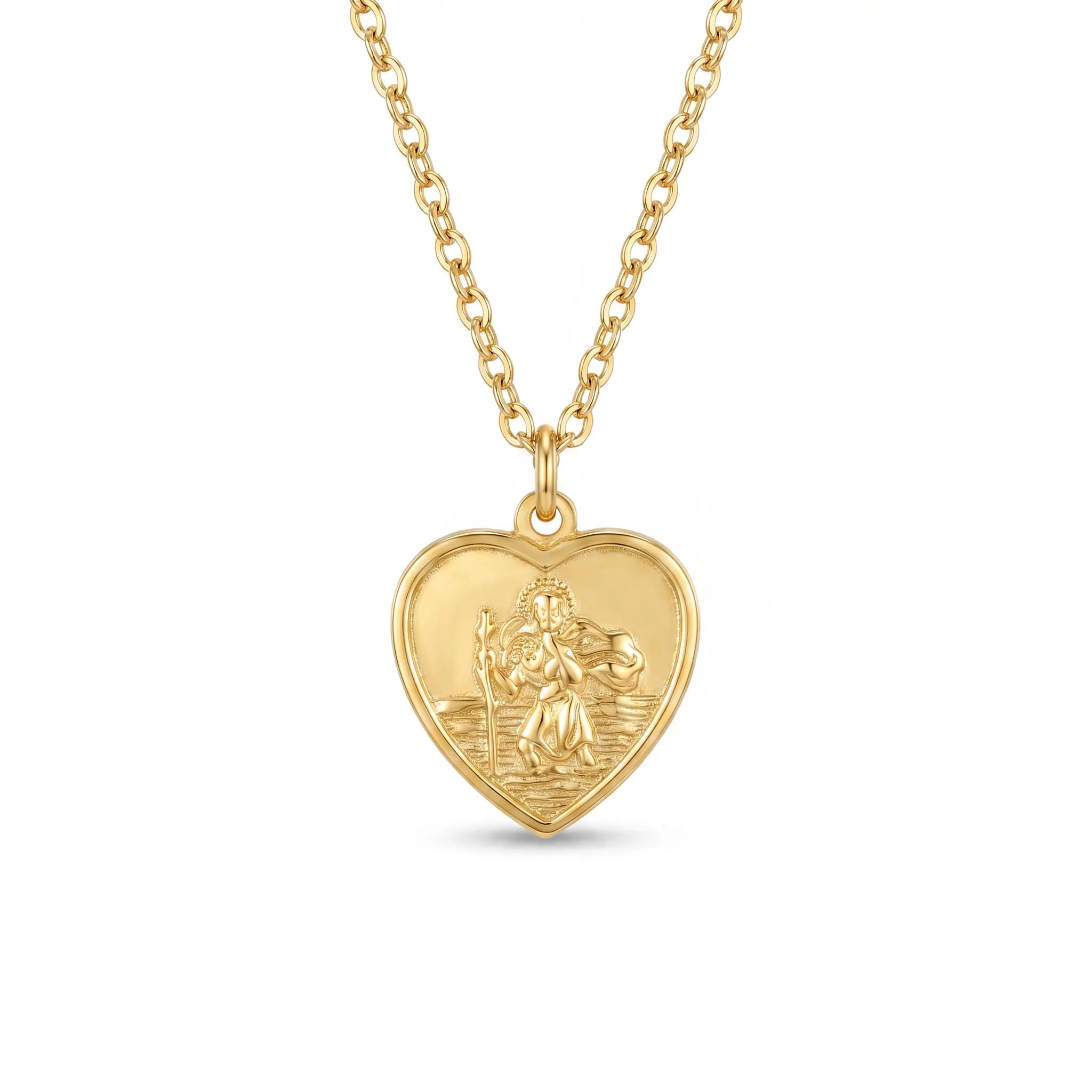 Large St Christopher Heart Necklace