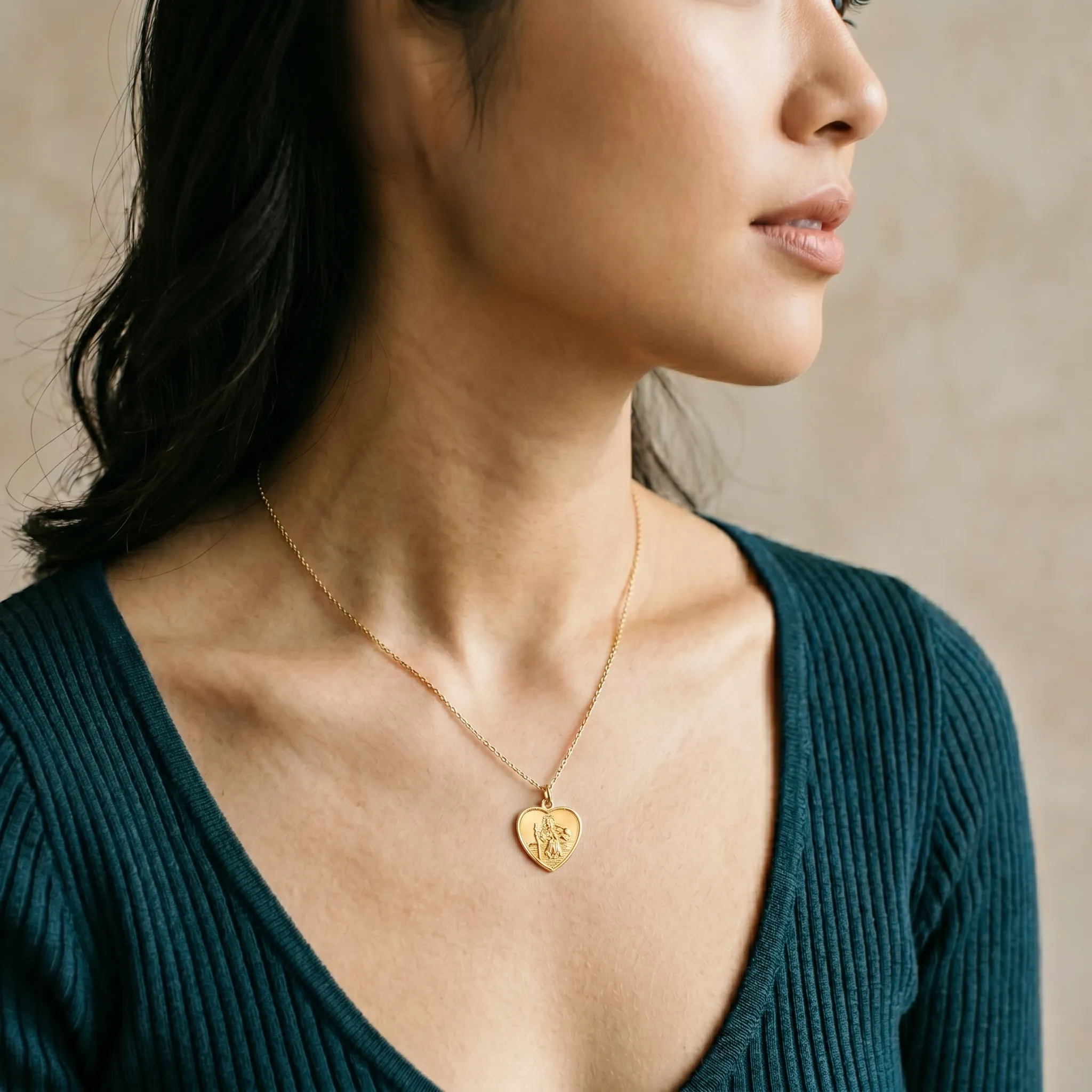 Large St Christopher Heart Necklace - Image 2