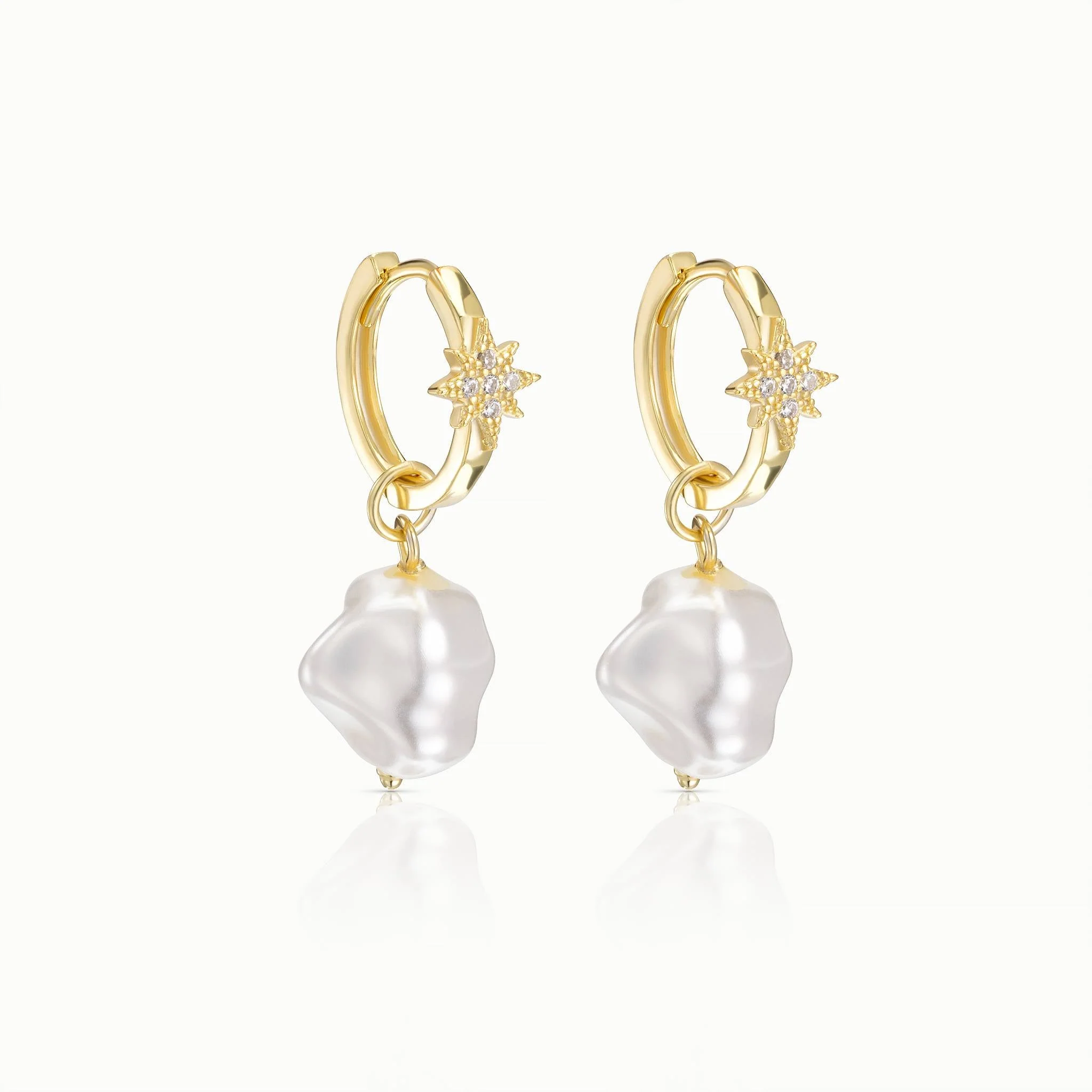 Star & Baroque Pearl Drop Earrings - Image 3