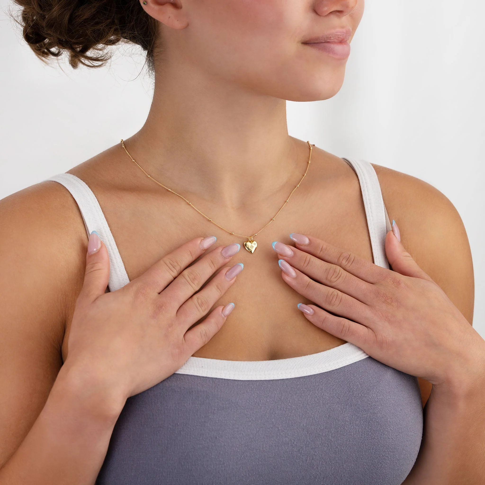 Star-Set Cubic Zirconia Heart Necklace