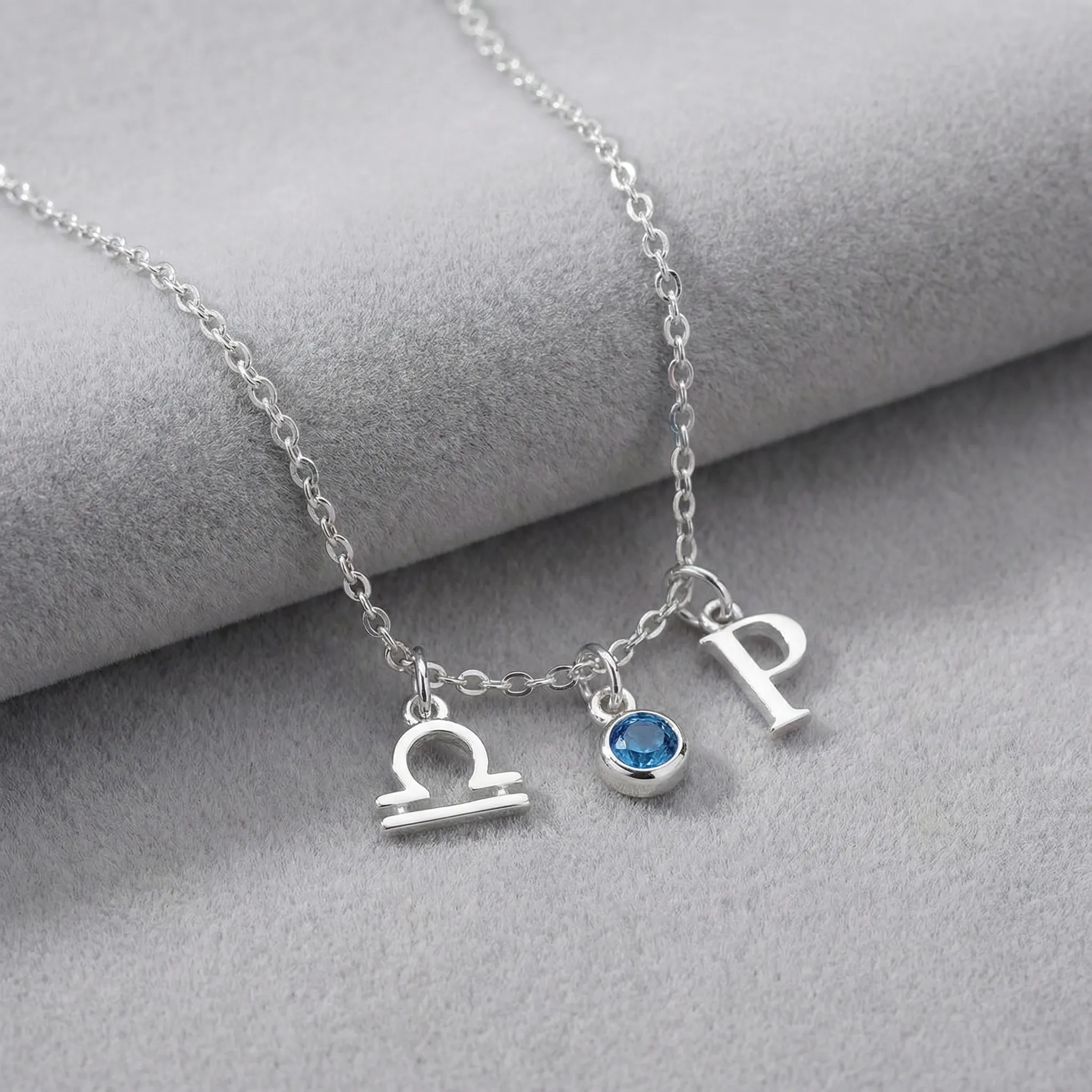Story Necklace with Initial, Zodiac, Birthstone & Multiple Charms - Image 3
