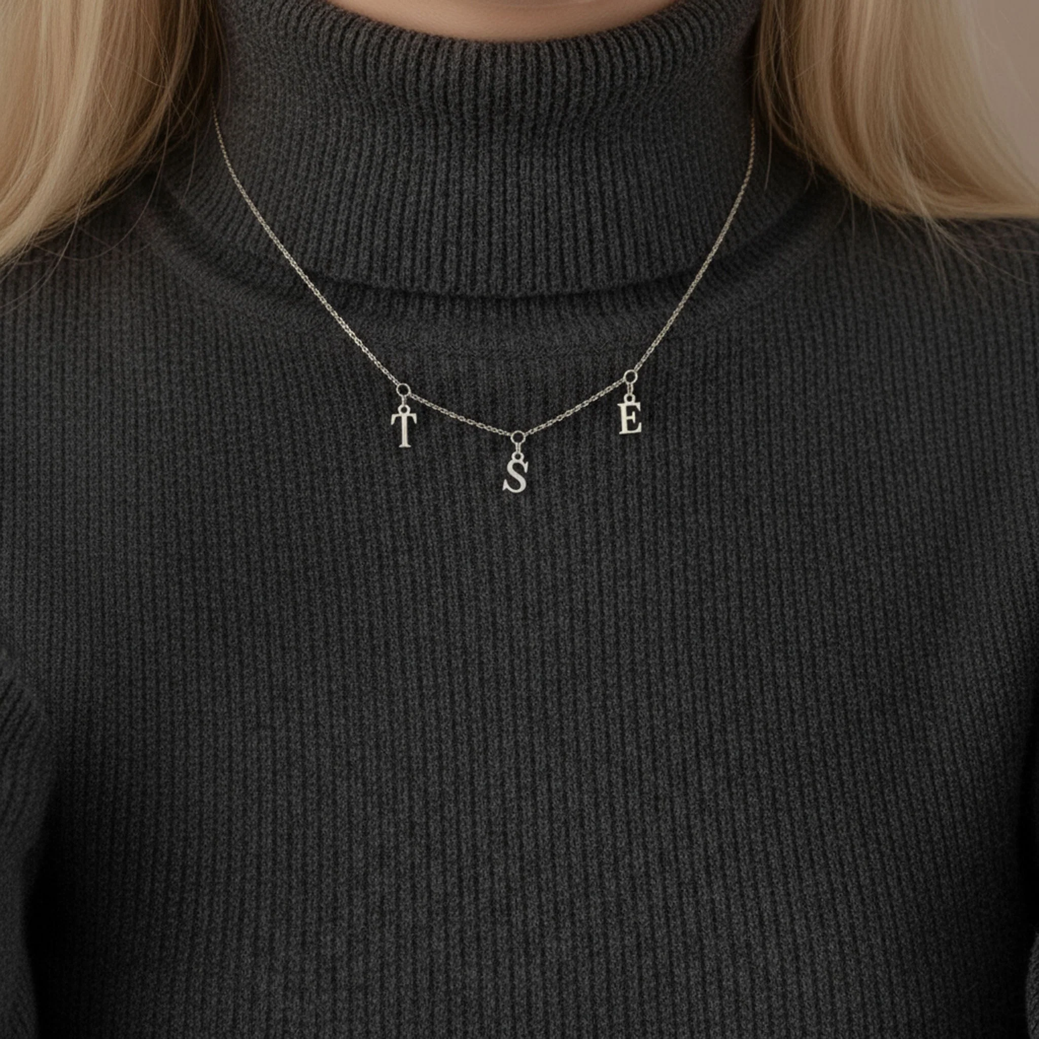 Dainty Triple Initial Necklace - Image 2