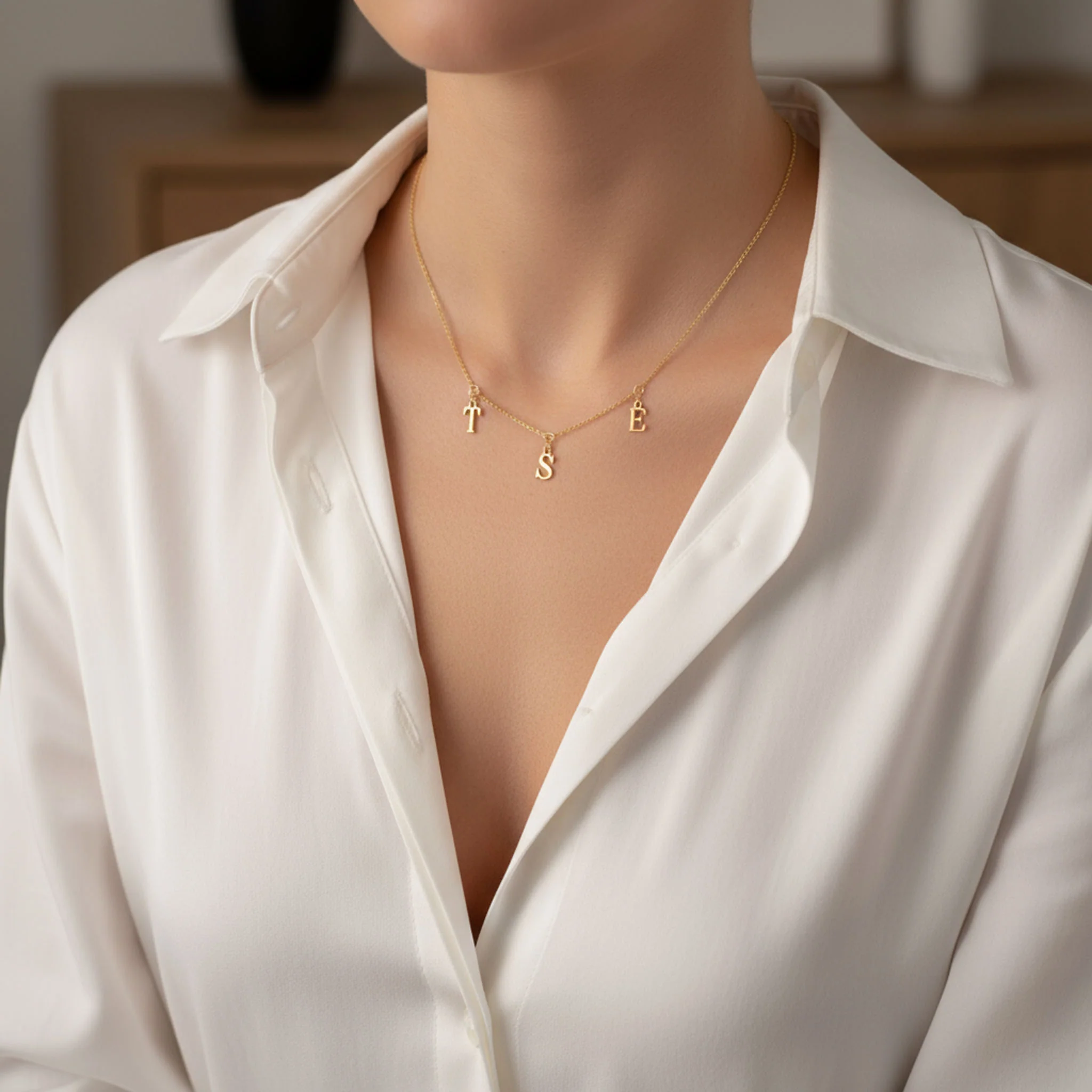 Dainty Triple Initial Necklace - Image 3