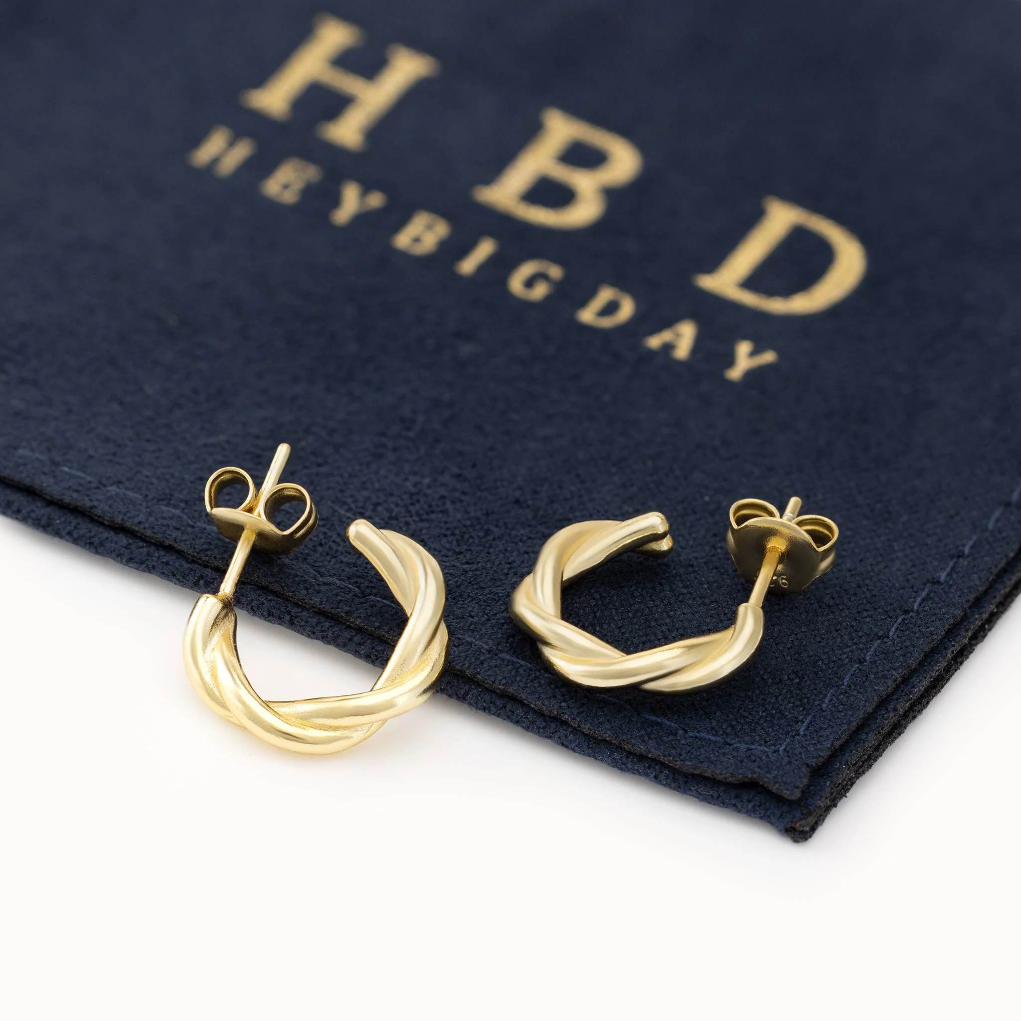 Twisted Hoop Stud Earrings - Image 3