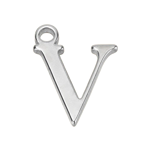 V Silver Letter Charm