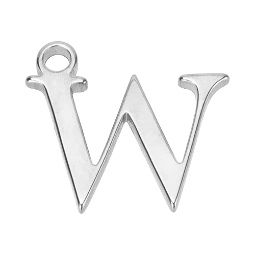 W Silver Letter Charm