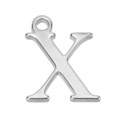 X Silver Letter Charm